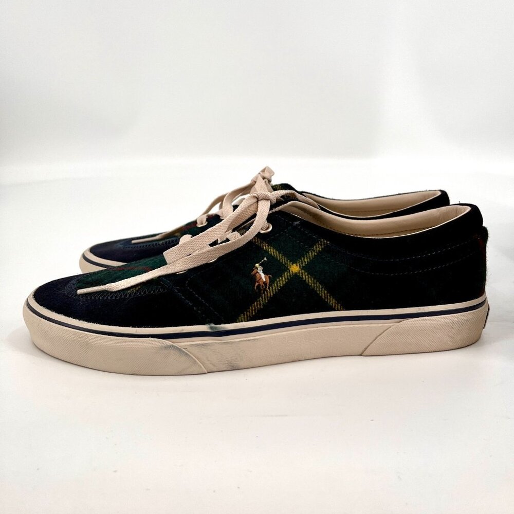 Polo Ralph Lauren Keaton Pony Sneaker Size 11 Chambray Herringbone Shoes - Picture 5 of 14